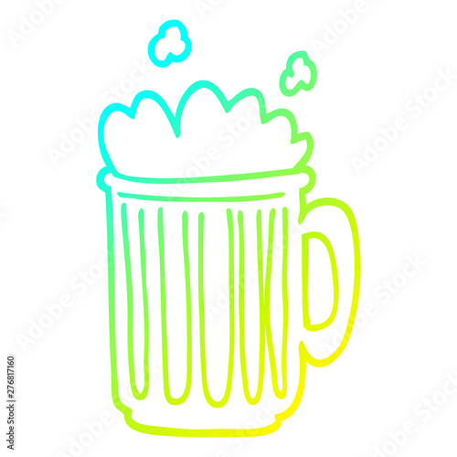 cold gradient line drawing cartoon tankard of beer
