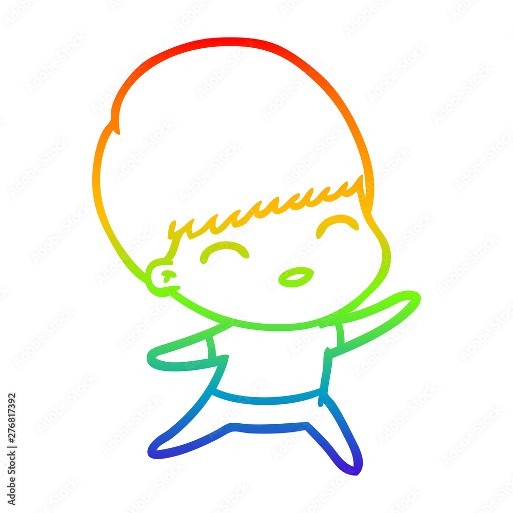 rainbow gradient line drawing happy cartoon boy rainbow gradient line drawing happy cartoon boy