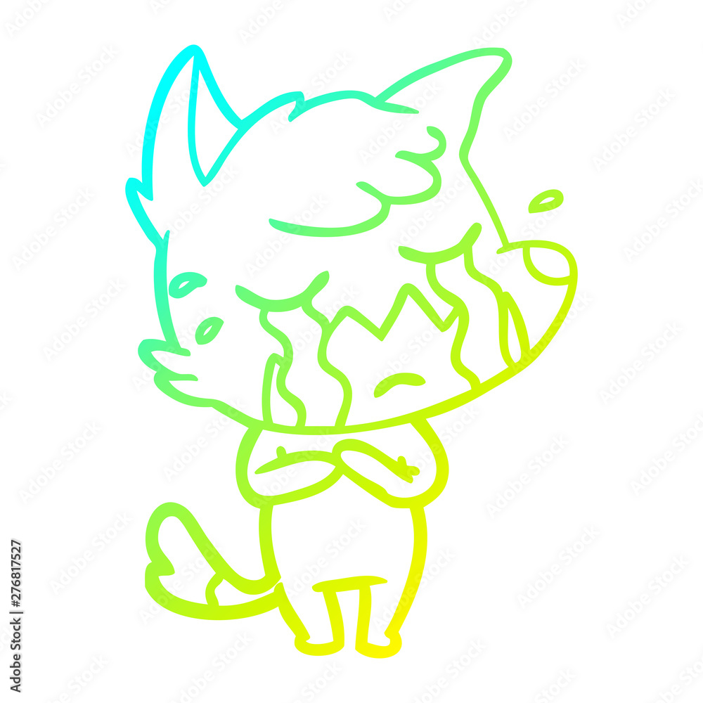 cold gradient line drawing crying fox cartoon cold gradient line drawing crying fox cartoon