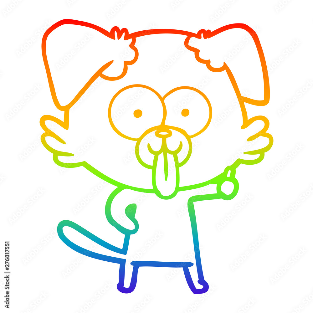 rainbow gradient line drawing cartoon dog with tongue sticking out rainbow gradient line drawing cartoon dog with tongue sticking out