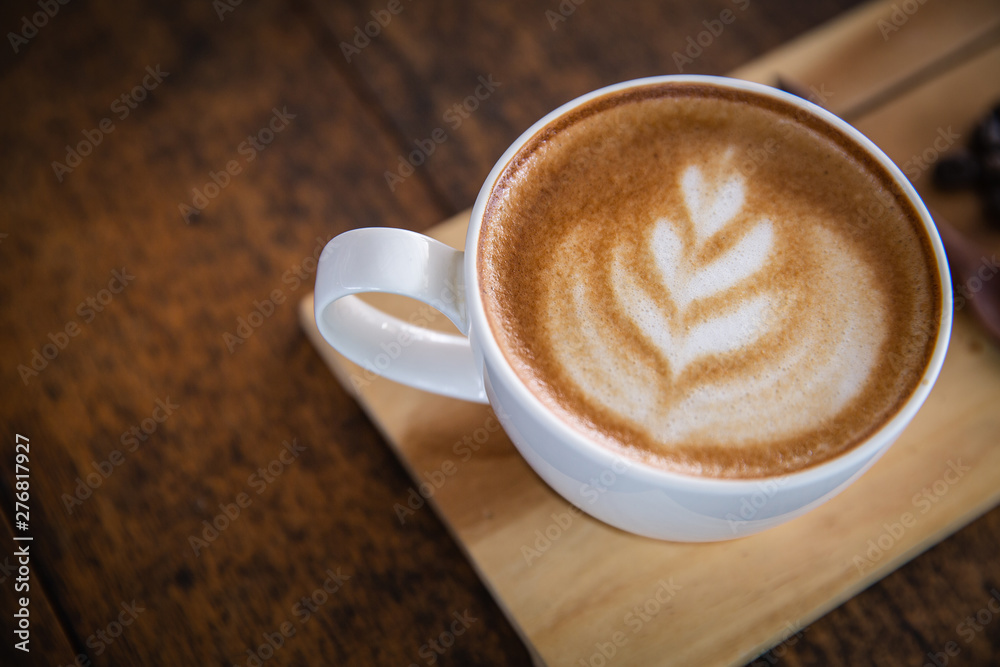 coffee latte on dark background, top view coffee latte on dark background, top view