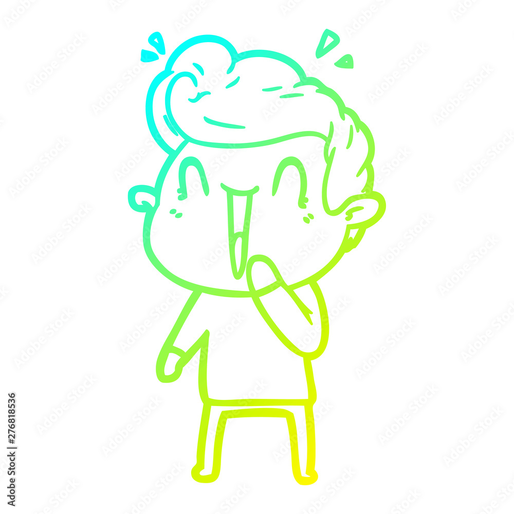 cold gradient line drawing cartoon excited man