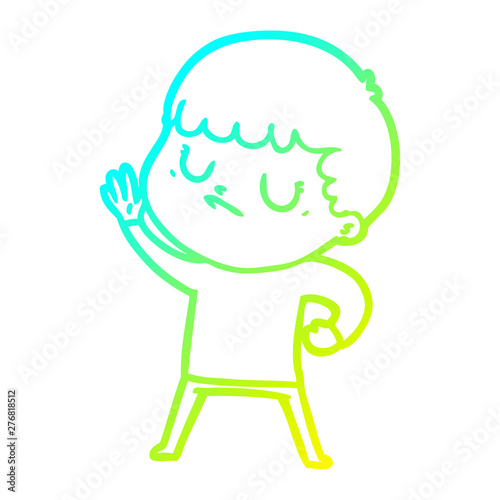 cold gradient line drawing cartoon grumpy boy