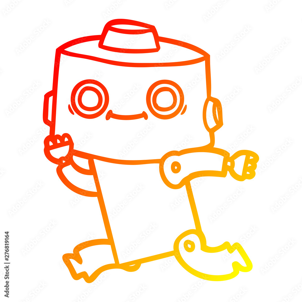 warm gradient line drawing cartoon robot warm gradient line drawing cartoon robot