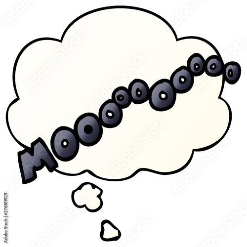 cartoon moo noise and thought bubble in smooth gradient style