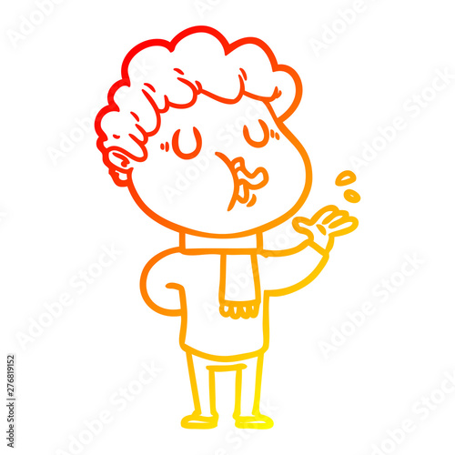 warm gradient line drawing cartoon man singing