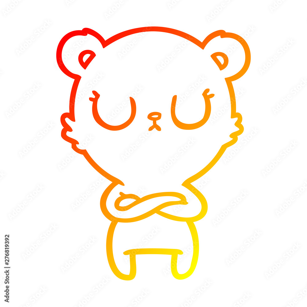 Fototapeta premium warm gradient line drawing peaceful cartoon polar bear