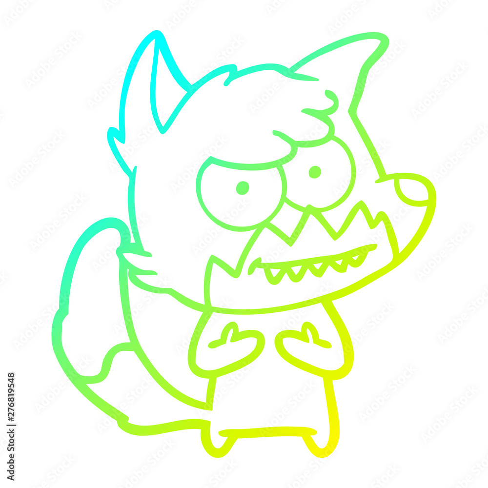 cold gradient line drawing cartoon grinning fox cold gradient line drawing cartoon grinning fox
