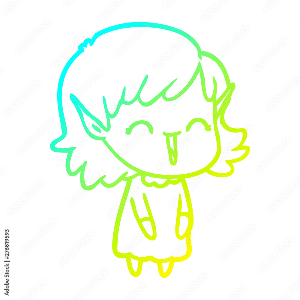 cold gradient line drawing cartoon elf girl cold gradient line drawing cartoon elf girl