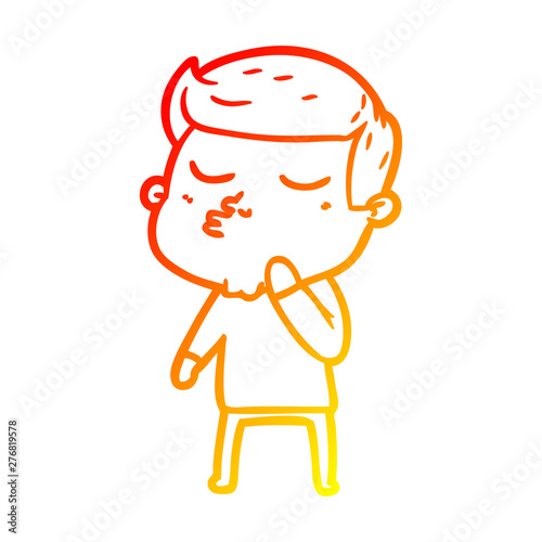 warm gradient line drawing cartoon model guy pouting