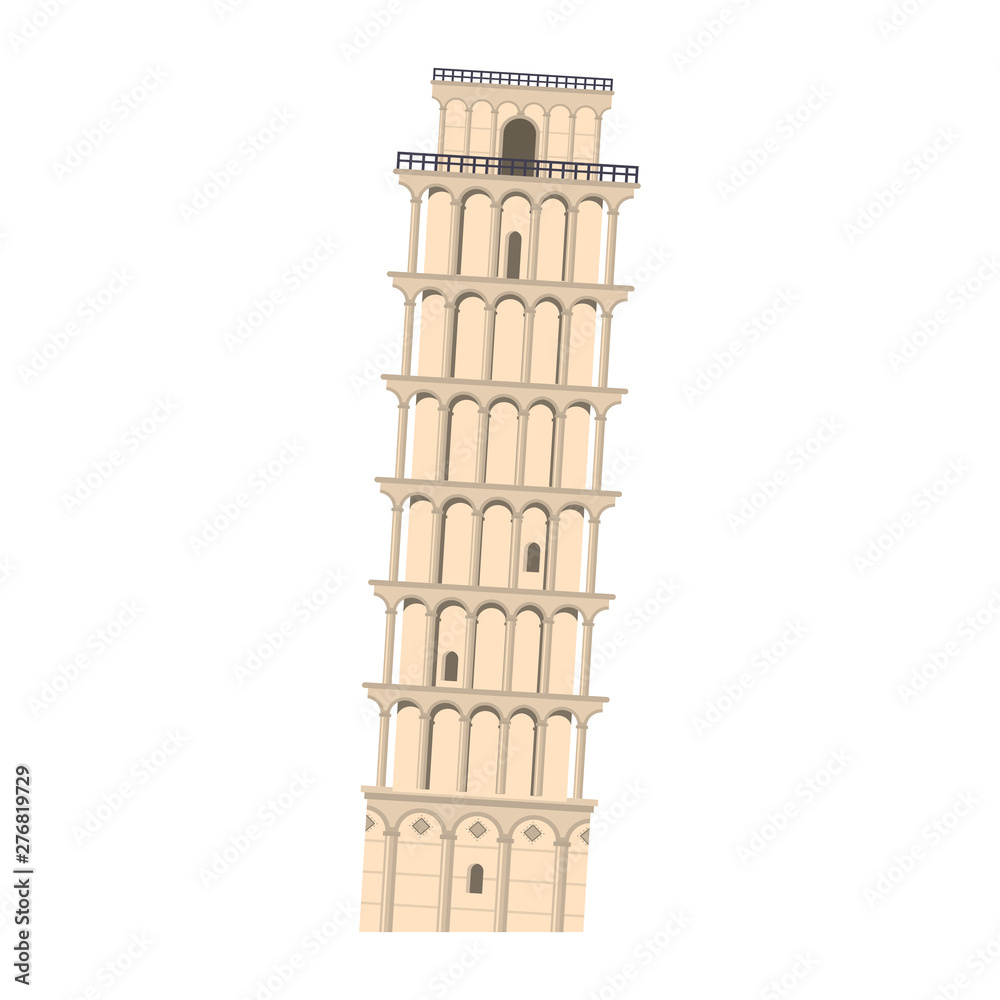Pisa tower italy monument isolated symbol vector illustration