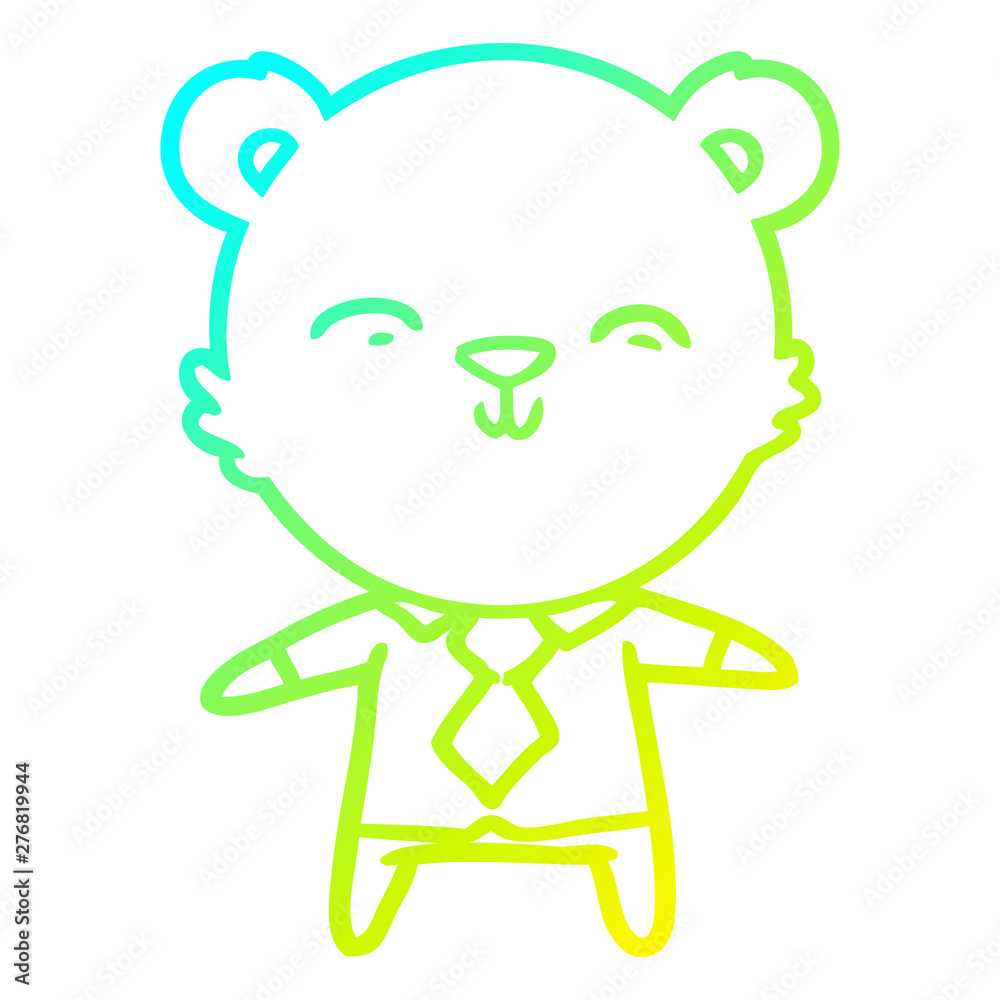 cold gradient line drawing happy cartoon polar bear office worker cold gradient line drawing happy cartoon polar bear office worker