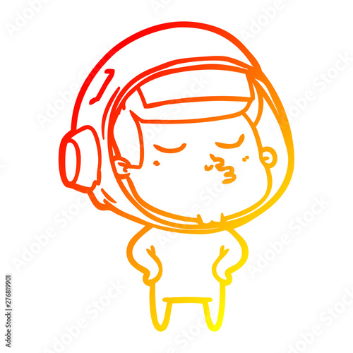 warm gradient line drawing cartoon confident astronaut
