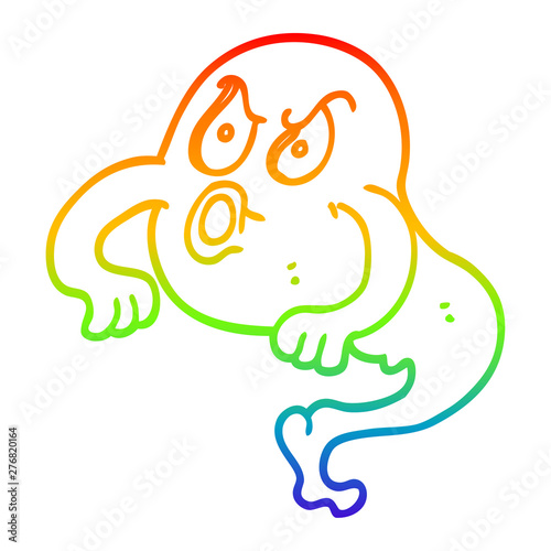 rainbow gradient line drawing cartoon angry ghost