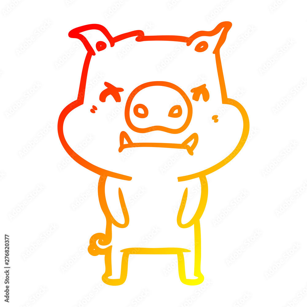 warm gradient line drawing angry cartoon pig warm gradient line drawing angry cartoon pig