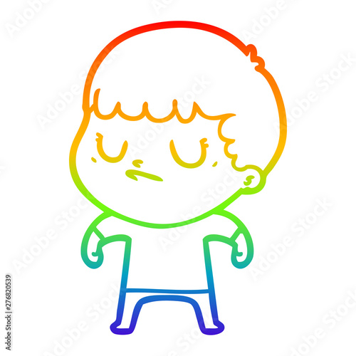 rainbow gradient line drawing cartoon grumpy boy