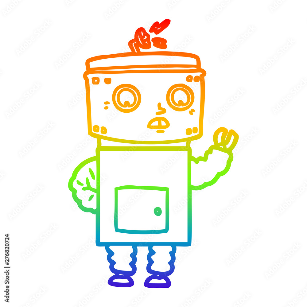 rainbow gradient line drawing cartoon robot rainbow gradient line drawing cartoon robot