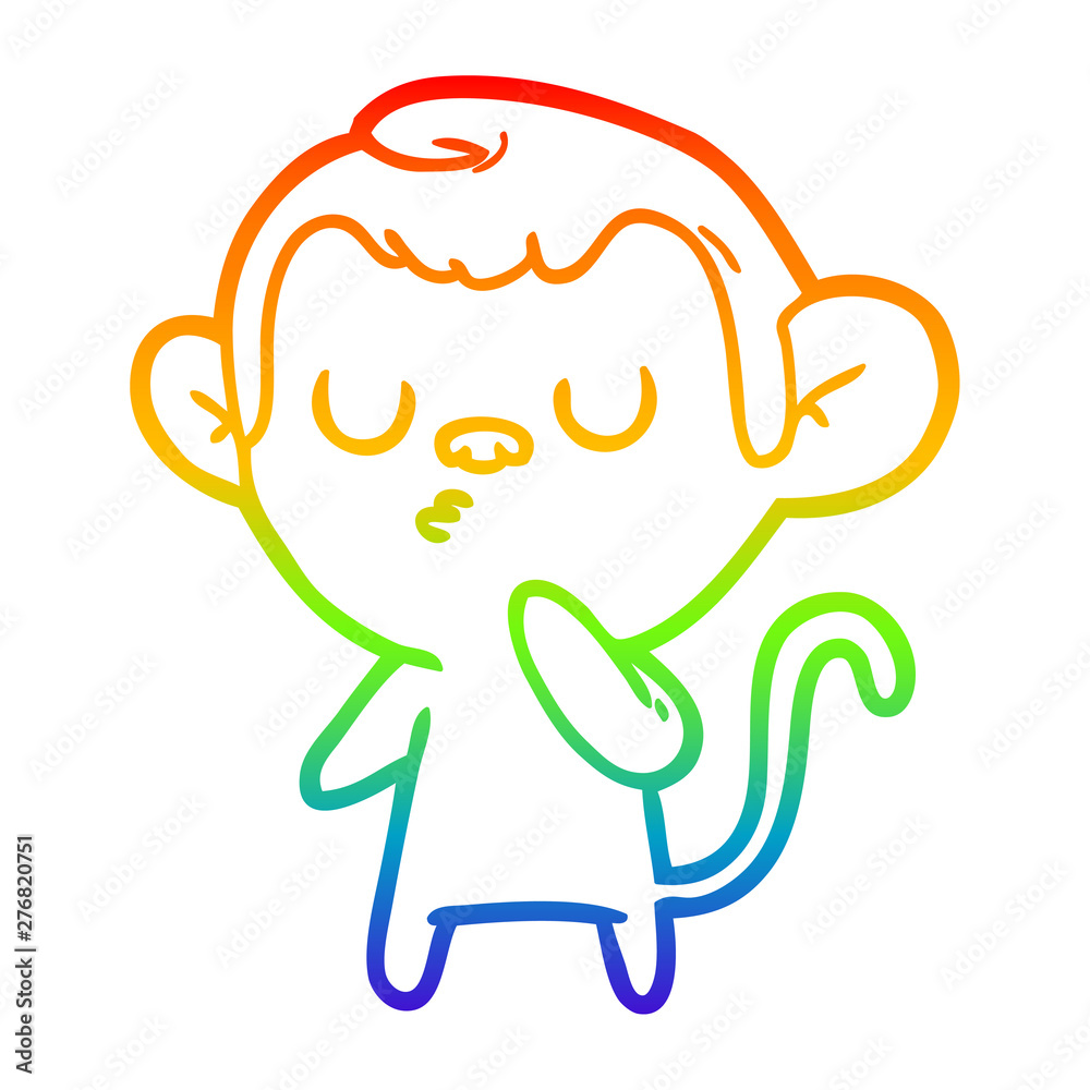 rainbow gradient line drawing cartoon monkey rainbow gradient line drawing cartoon monkey
