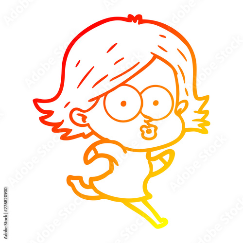 warm gradient line drawing cartoon girl pouting