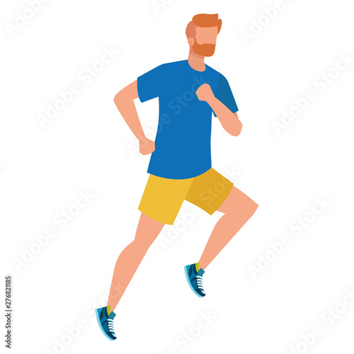 young athletic man running character