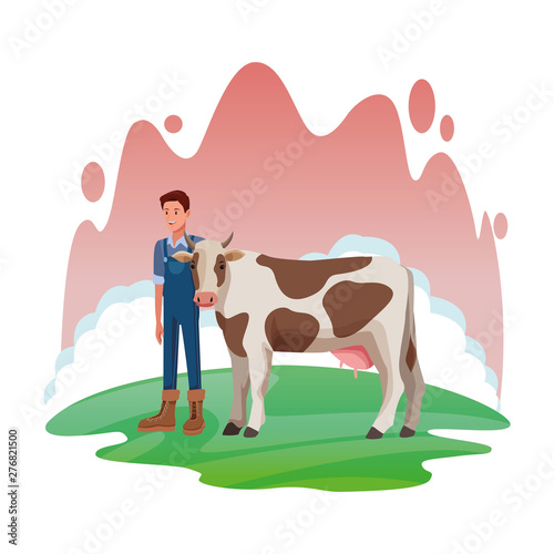 farm, animals and farmer cartoon