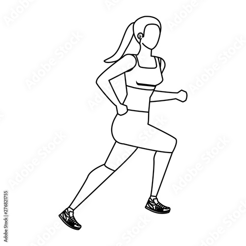 young athletic woman running character