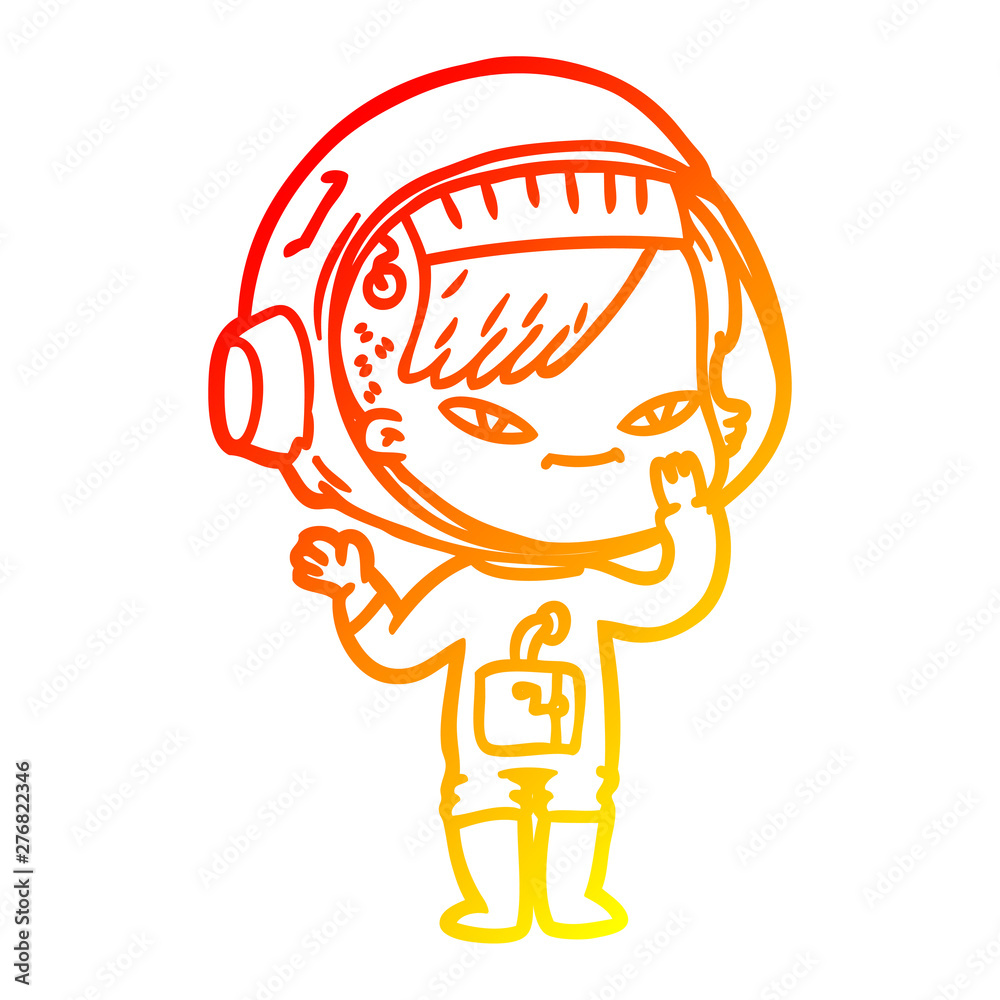 warm gradient line drawing cartoon astronaut woman warm gradient line drawing cartoon astronaut woman