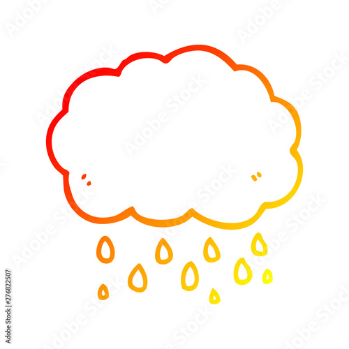 warm gradient line drawing cartoon cloud raining