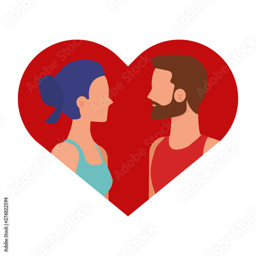 young lovers couple in heart love
