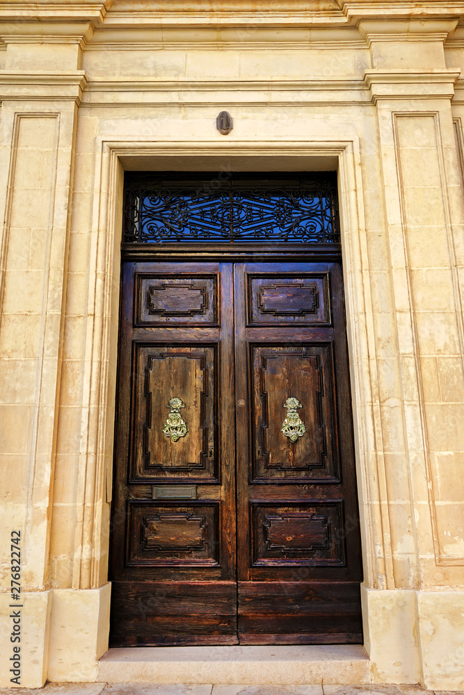close up retro style old house door of Mediterranean architectural culture in Mediterranean island Malta close up retro style old house door of Mediterranean architectural culture in Mediterranean island Malta