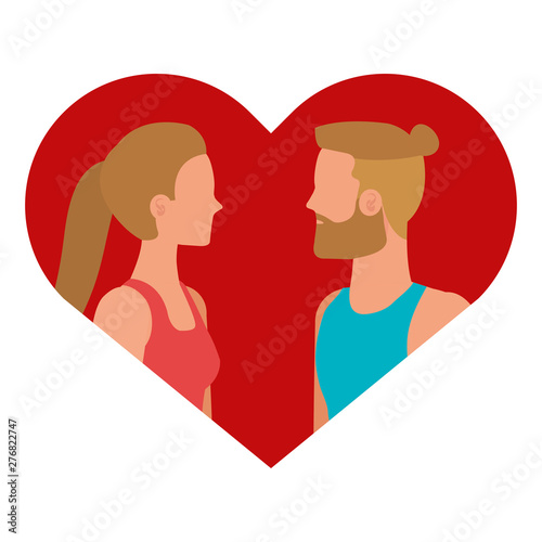 young lovers couple in heart love