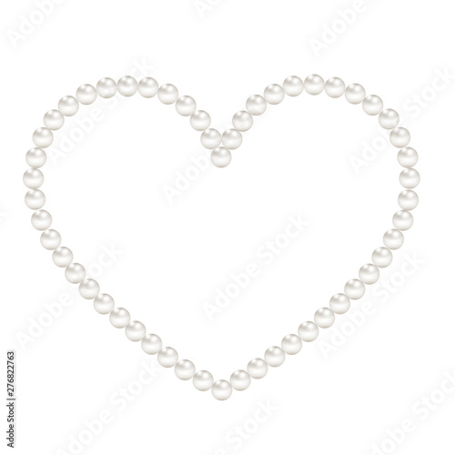 white pearls heart decoration frame