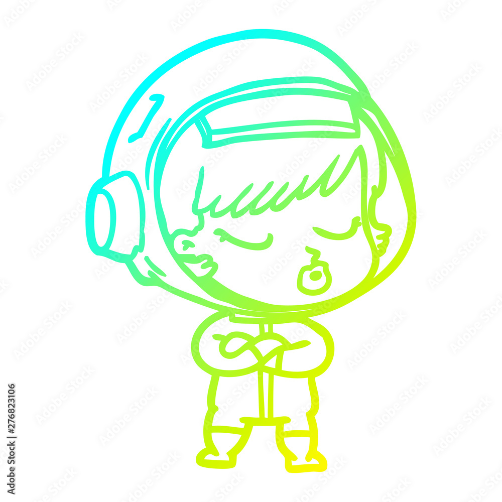 cold gradient line drawing cartoon pretty astronaut girl cold gradient line drawing cartoon pretty astronaut girl