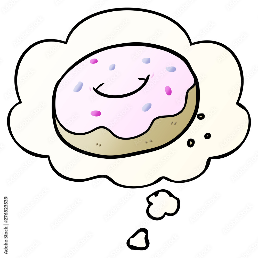 cartoon donut and thought bubble in smooth gradient style cartoon donut and thought bubble in smooth gradient style