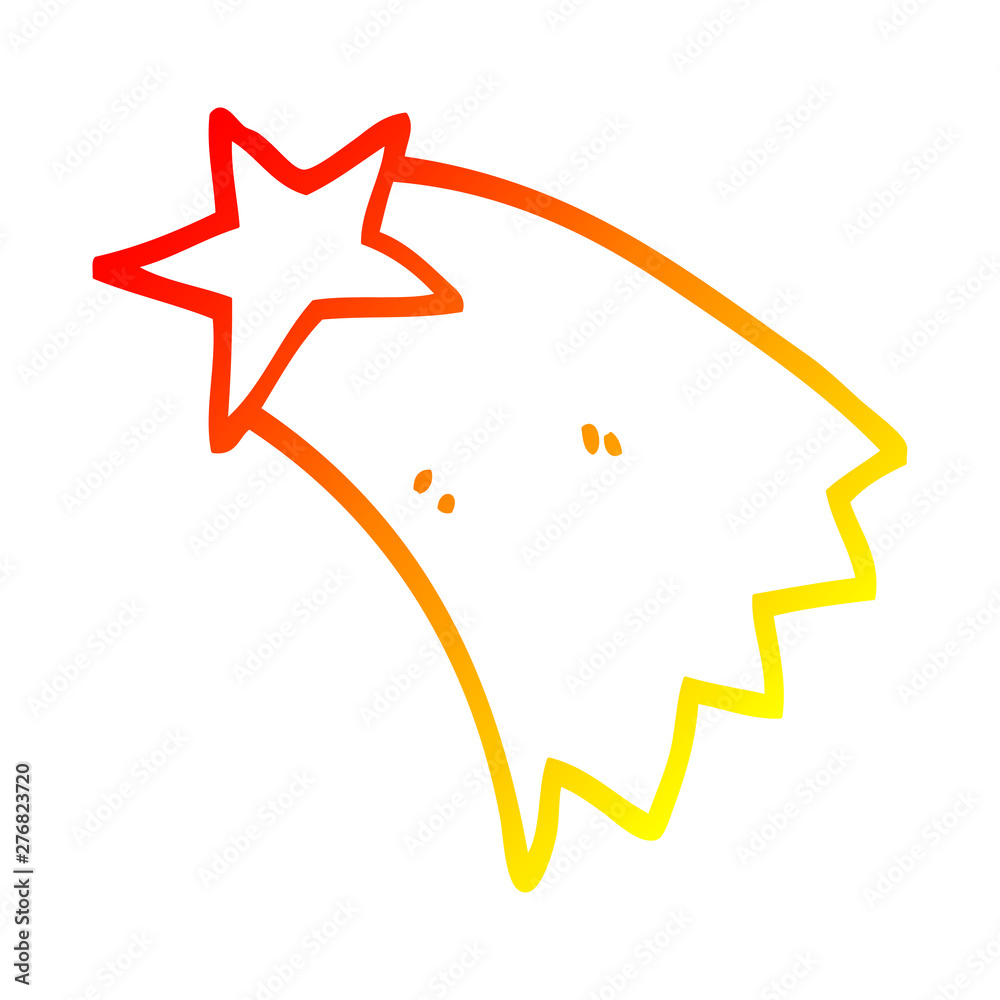 warm gradient line drawing cartoon shooting star warm gradient line drawing cartoon shooting star