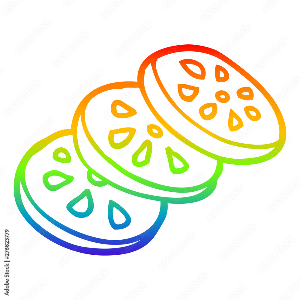 rainbow gradient line drawing cartoon sliced tomato rainbow gradient line drawing cartoon sliced tomato
