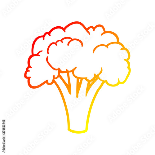 warm gradient line drawing Cartoon broccoli