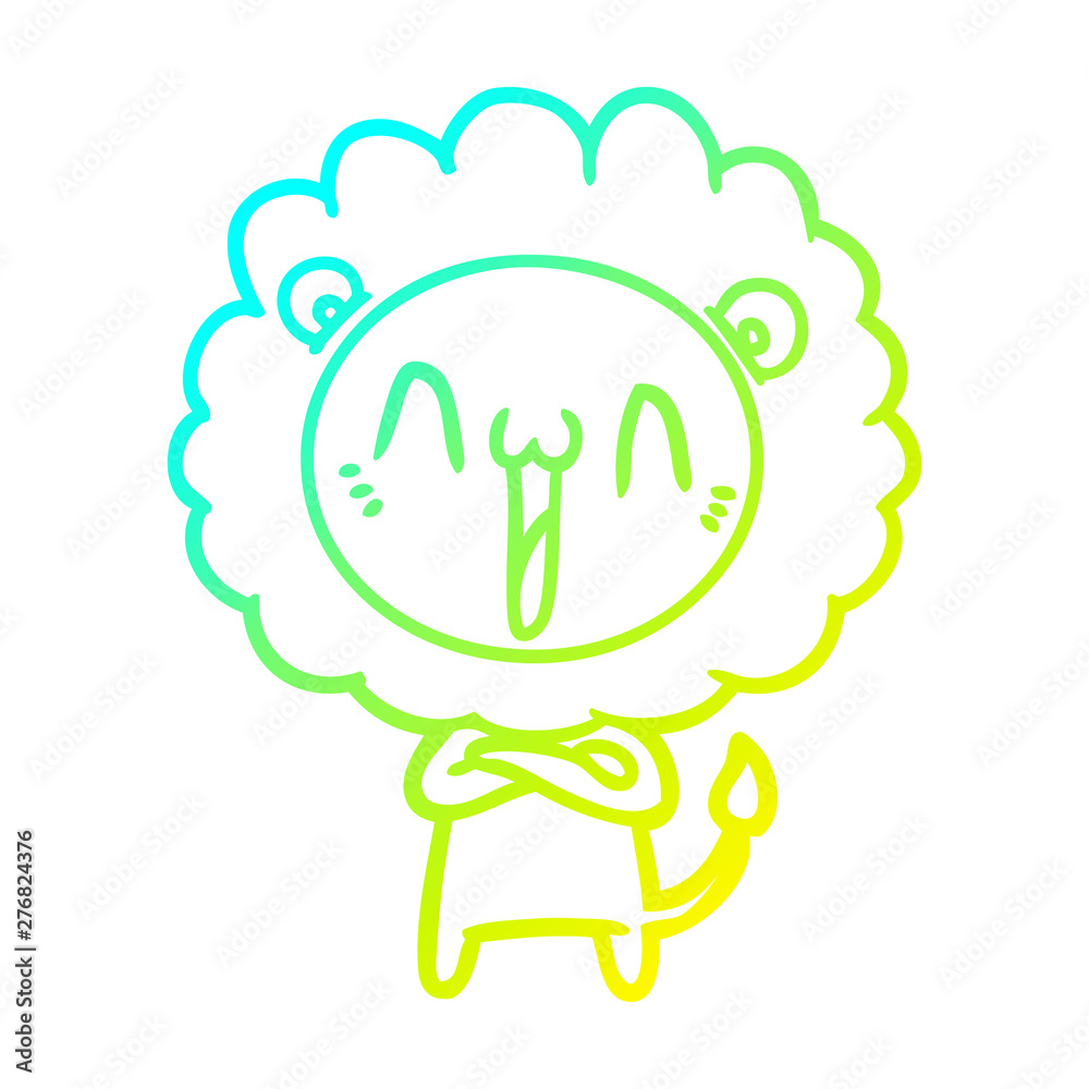 cold gradient line drawing happy cartoon lion cold gradient line drawing happy cartoon lion