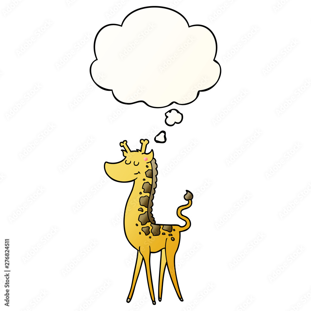 cartoon giraffe and thought bubble in smooth gradient style cartoon giraffe and thought bubble in smooth gradient style