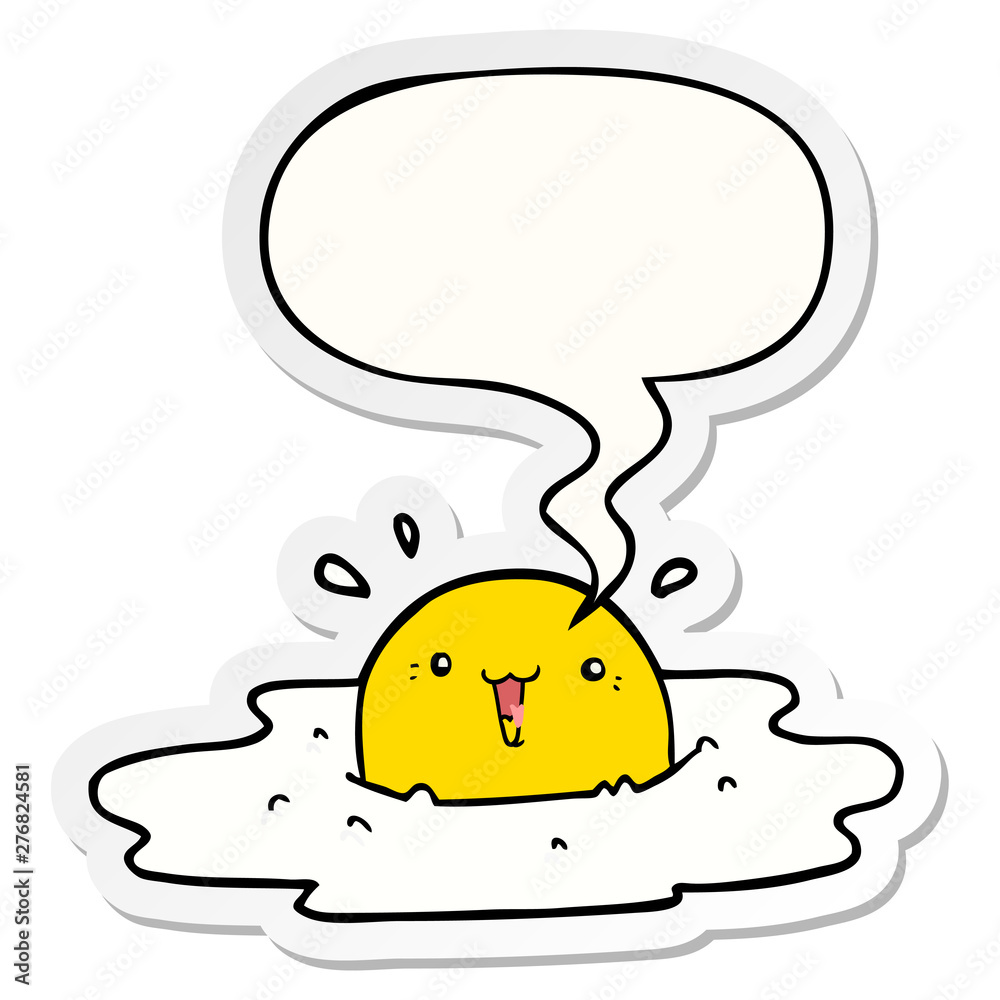 cute cartoon fried egg and speech bubble sticker cute cartoon fried egg and speech bubble sticker