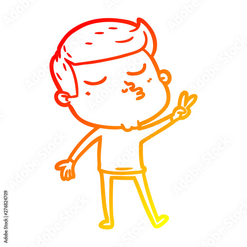 warm gradient line drawing cartoon model guy pouting
