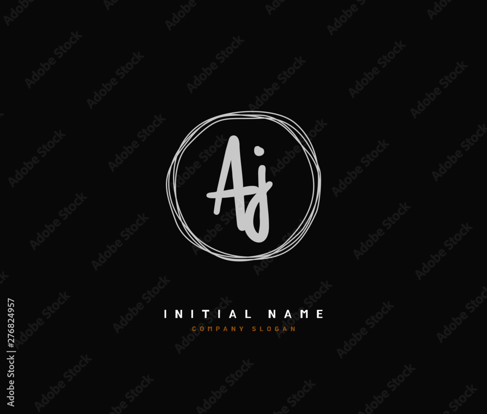 Obraz premium A J AJ Beauty vector initial logo, handwriting logo of initial signature, wedding, fashion, jewerly, boutique, floral and botanical with creative template for any company or business.
