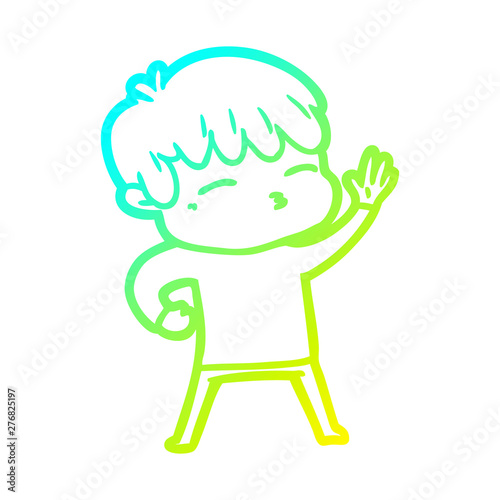 cold gradient line drawing cartoon curious boy