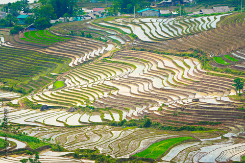 Image of great rice terraces in Y Ty, Lao Cai, Vietnam in watering season (from May to June every year)