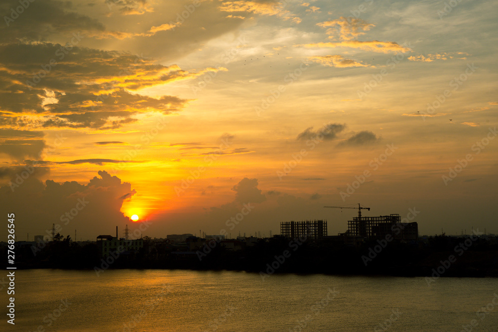 Sunset over the sea, location: Phan Thiet, Vietnam.