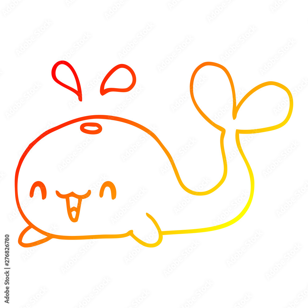 warm gradient line drawing cartoon happy whale warm gradient line drawing cartoon happy whale