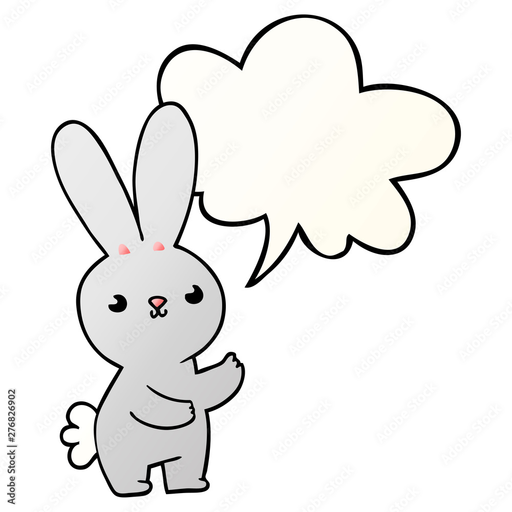 cute cartoon rabbit and speech bubble in smooth gradient style cute cartoon rabbit and speech bubble in smooth gradient style