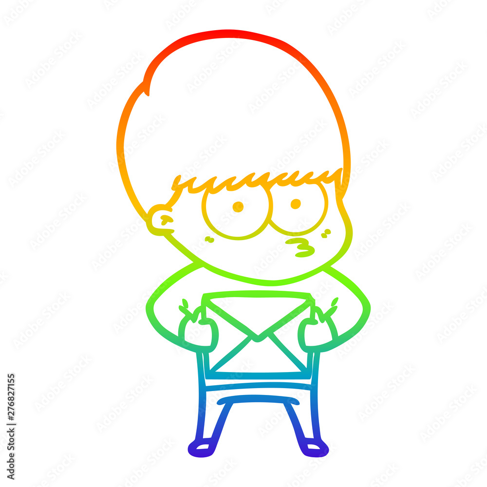 rainbow gradient line drawing nervous cartoon boy rainbow gradient line drawing nervous cartoon boy