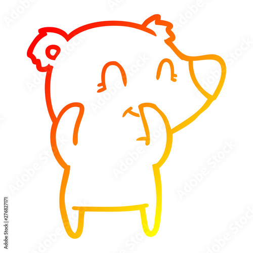 warm gradient line drawing giggling polar bear cartoon