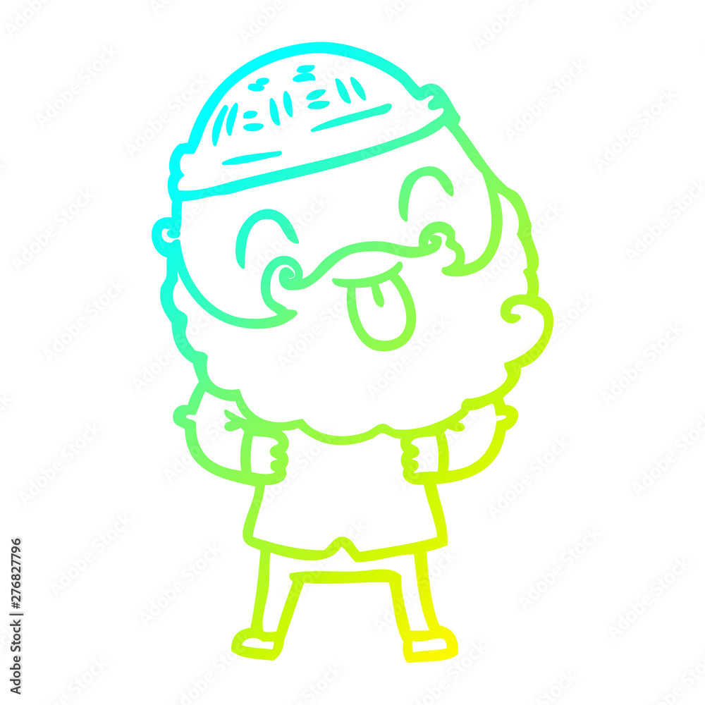 cold gradient line drawing man with beard sticking out tongue cold gradient line drawing man with beard sticking out tongue